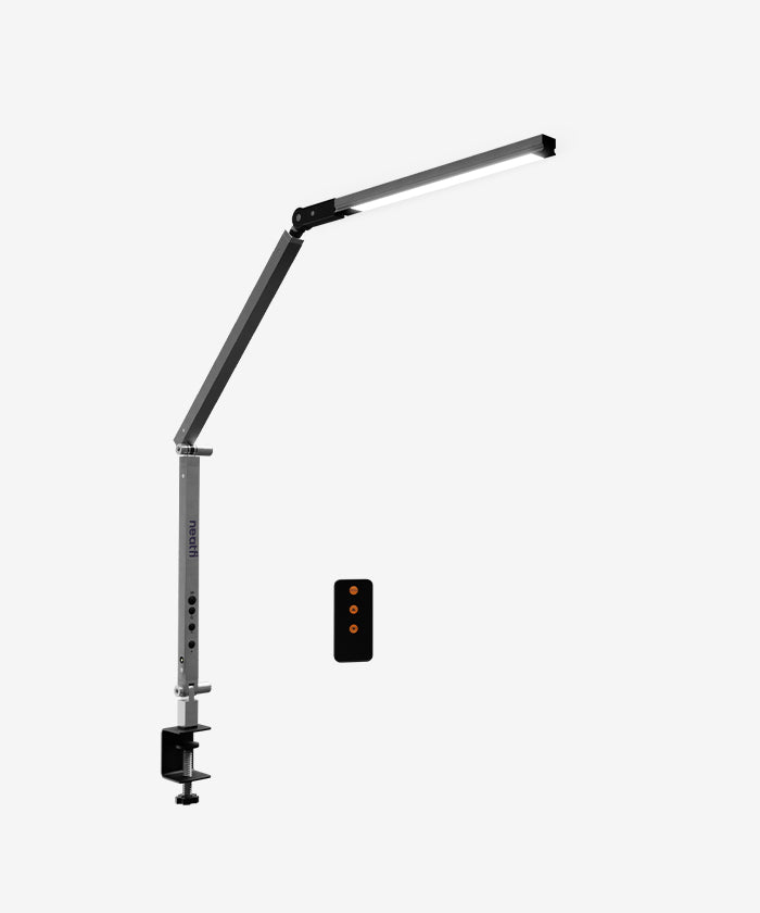 Modern LED Desk Lamp with Clamp, Touch & Remote Controlled - Silver