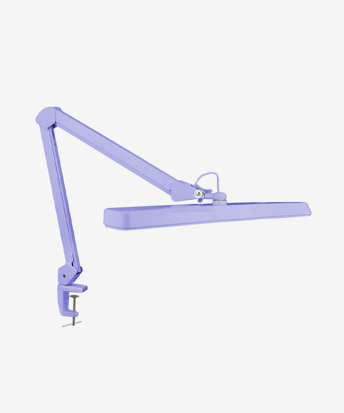 22” Wide Shade LED Desk Lamp with Clamp – 2500 Lumens Task Light for Workbench & Crafts, Lavender