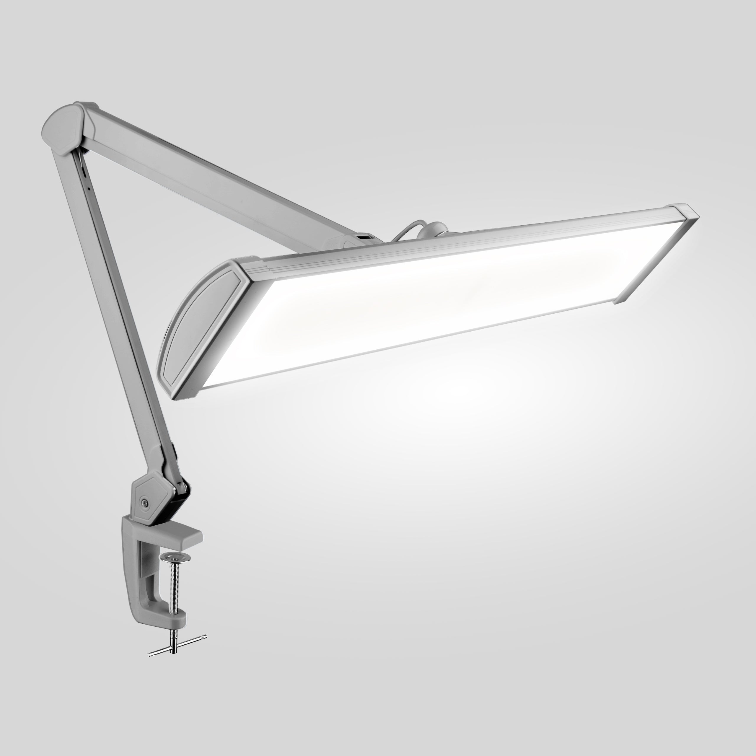3500 Lumens LED Desk Lamp – 26” Ultra-Wide Shade, Non-Flickering Task Light with Clamp, Silver