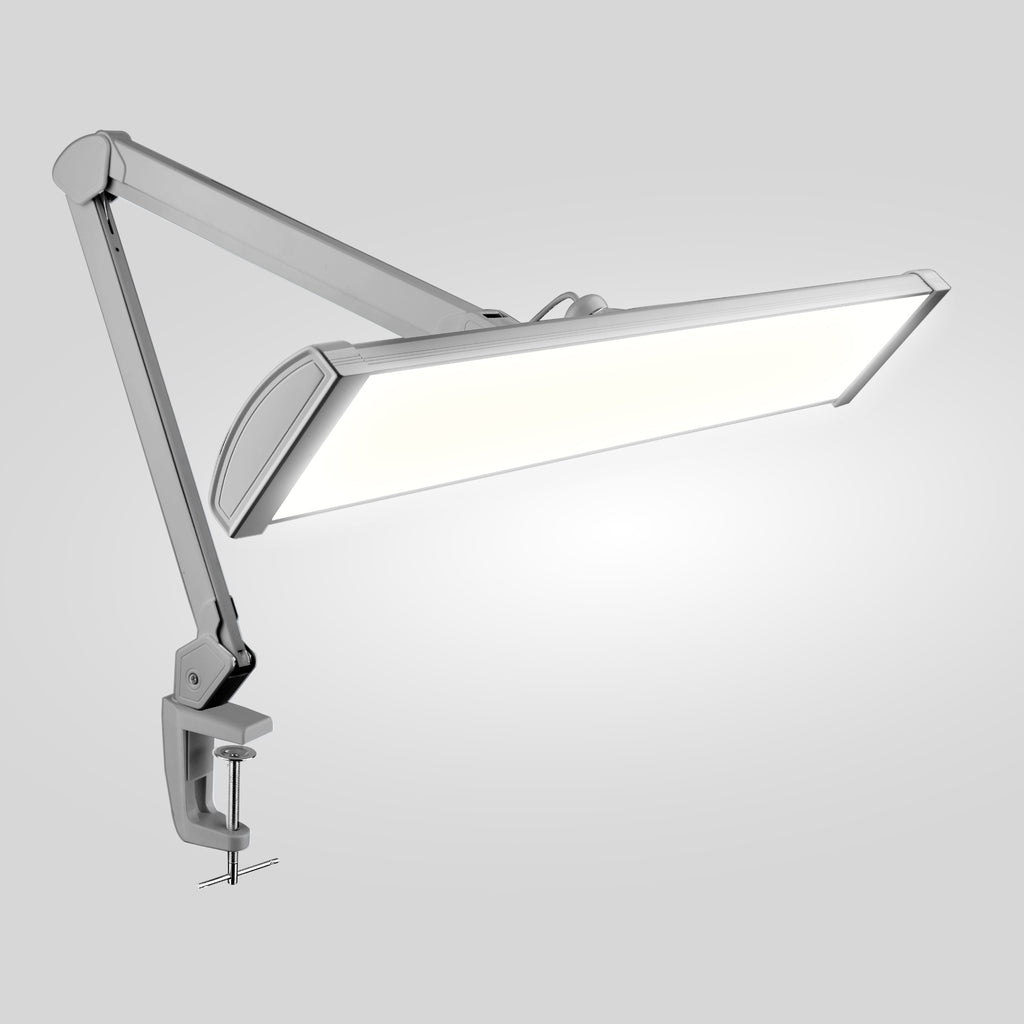 3500 Lumens LED Desk Lamp with Clamp – 26" Ultra-Wide, 3 Light Modes, Touch Control Light, Silver