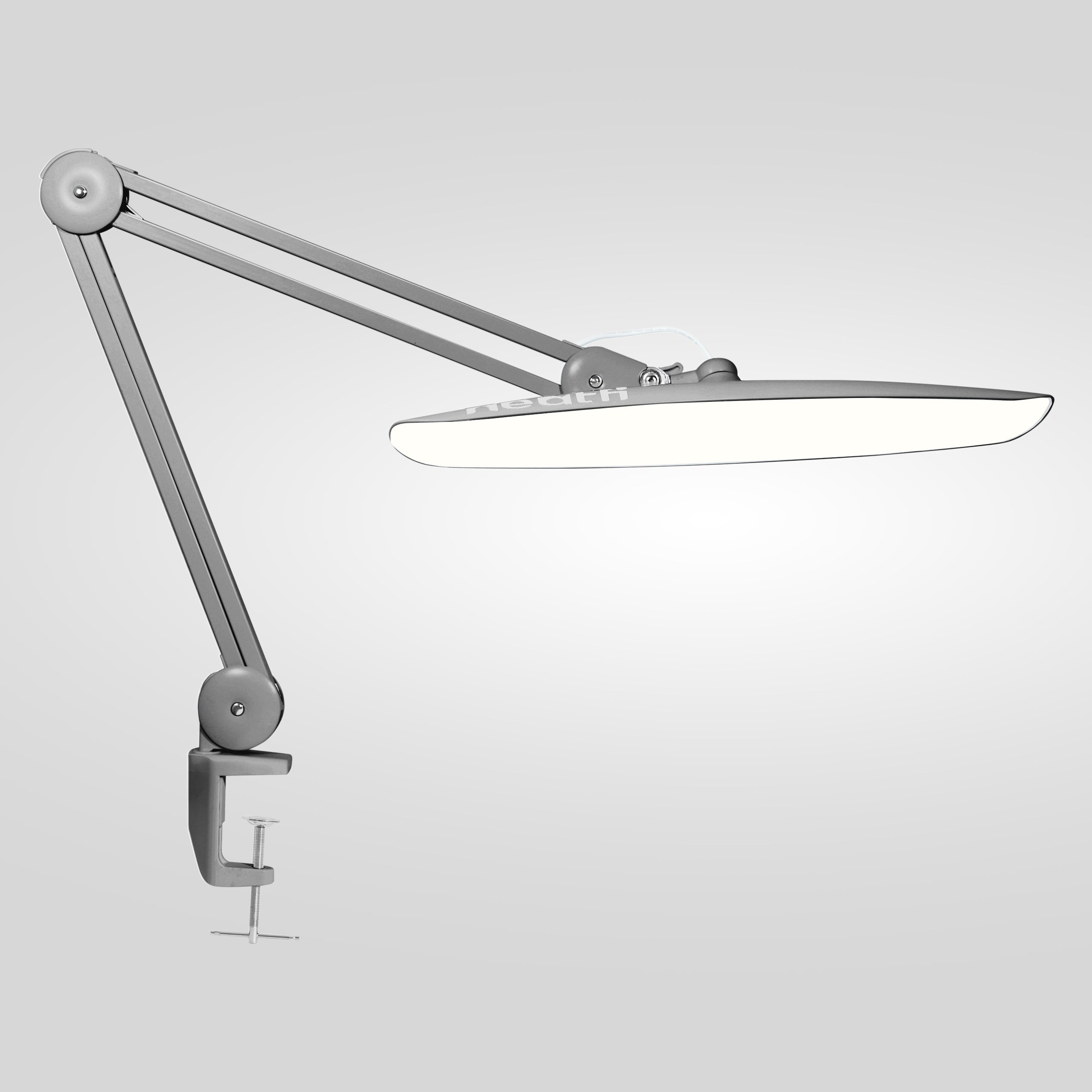 2200 Lumens LED Desk Lamp with Clamp – 20” Wide Shade, 3 Light Modes, Dimmable Task Light, Silver