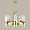 8-Light Wagon Wheel Chandelier, Dimmable, Gold