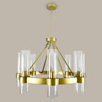 8-Light Wagon Wheel Chandelier, Dimmable, Gold