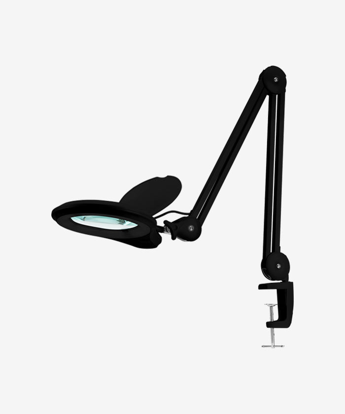 5" Wide 8D/20D Lens – 1200 Lumens LED Magnifying Lamp with Clamp for Crafts & Detail Works, Black