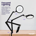 3000 Lumens Desk Lamp with Clamp – Adjustable Color Modes, Dimmable Light for Workbench, Black