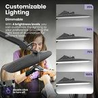 20” Wide Head LED Desk Lamp with Clamp – 2200 Lumens Task Light for Home Office & Crafts, Gray Wood