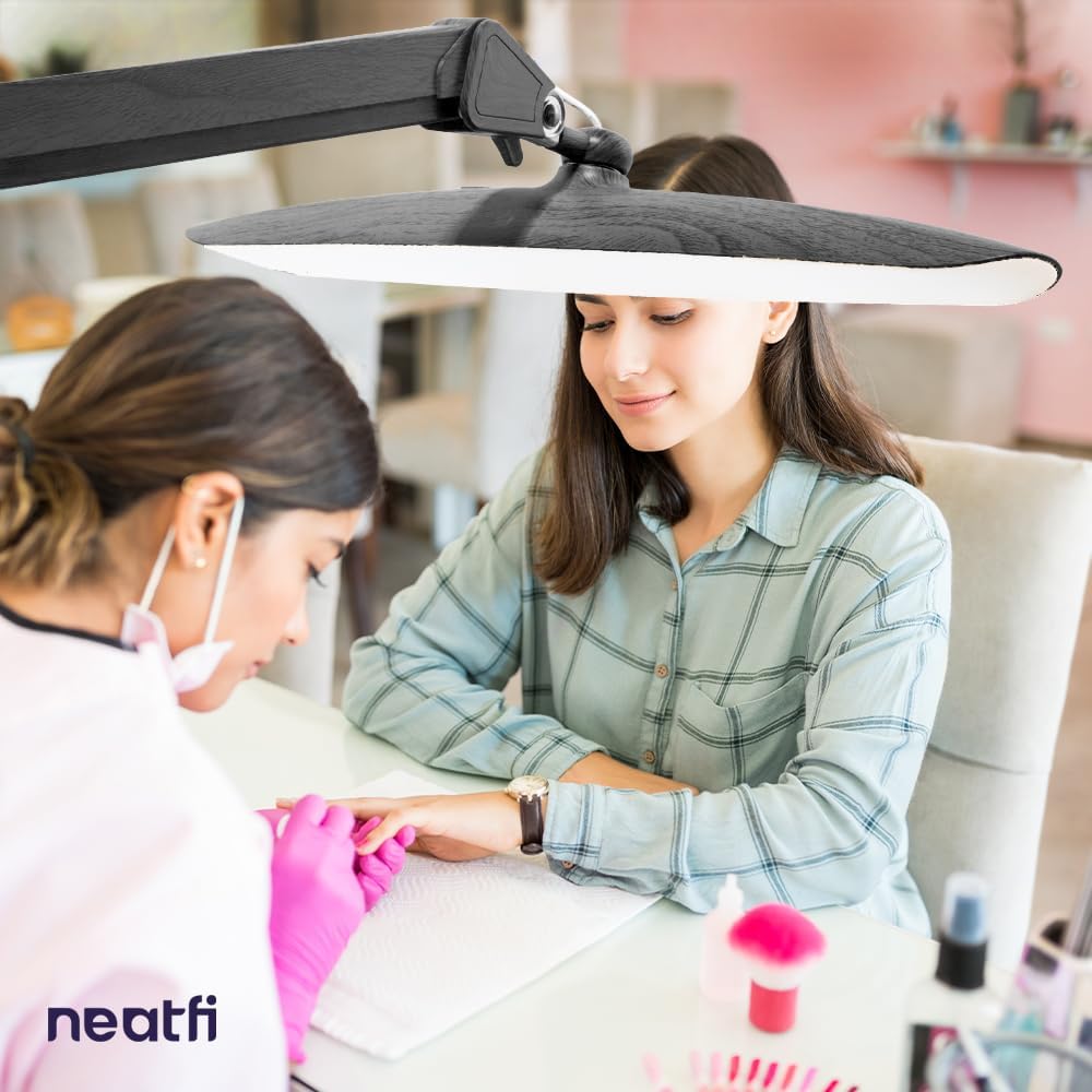 20” Wide Shade XL LED Desk Lamp with Clamp, 2200 Lumens, Dimmable – Gray Wood