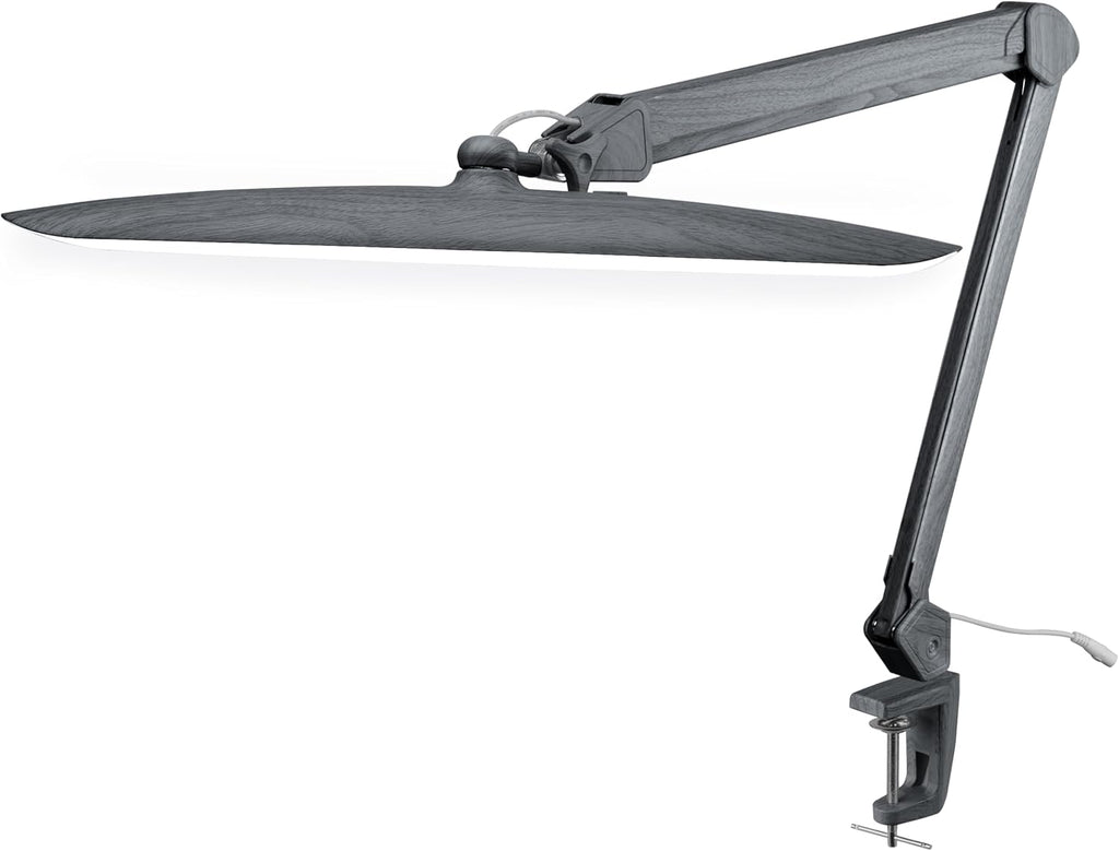 20” Wide Shade XL LED Desk Lamp with Clamp, 2200 Lumens, Dimmable – Gray Wood