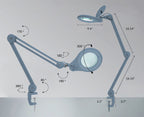 5" Wide Bifocals Lens – 1200 Lumens LED Magnifying Lamp for Crafts & Detail Works, Clamp Mount, Gray