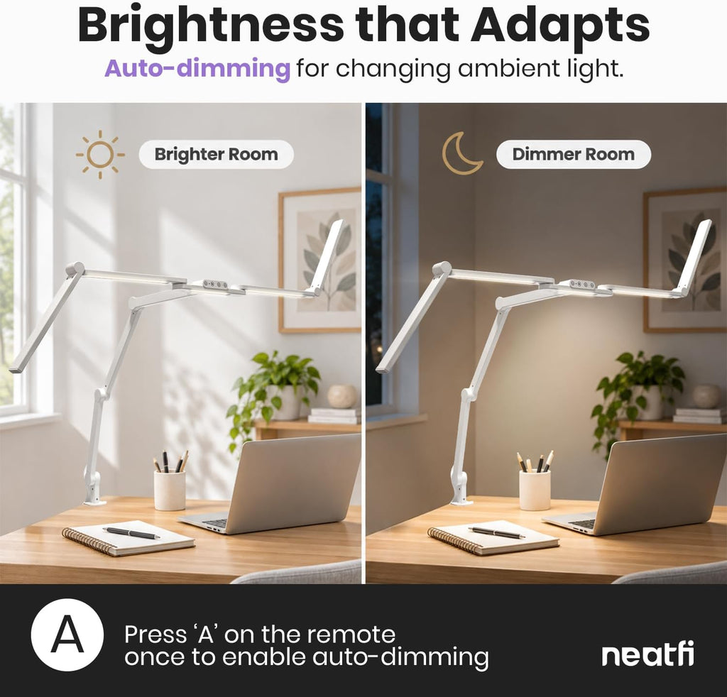 Lampe de travail Elite 2260 lumens avec pince – 22" de large, 3 modes de couleur pour les ongles et l'artisanat, Noir