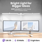 Lampe de travail Elite 2260 lumens avec pince – 22" de large, 3 modes de couleur pour les ongles et l'artisanat, Noir