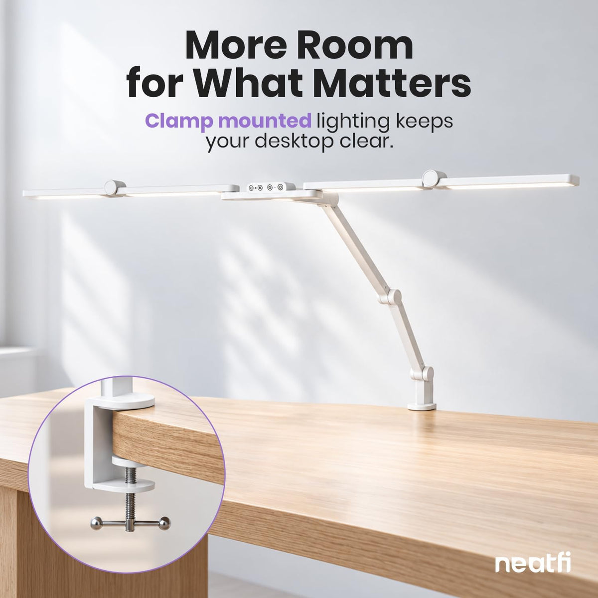 Lampe de travail Elite 2260 lumens avec pince – 22" de large, 3 modes de couleur pour les ongles et l'artisanat, Noir