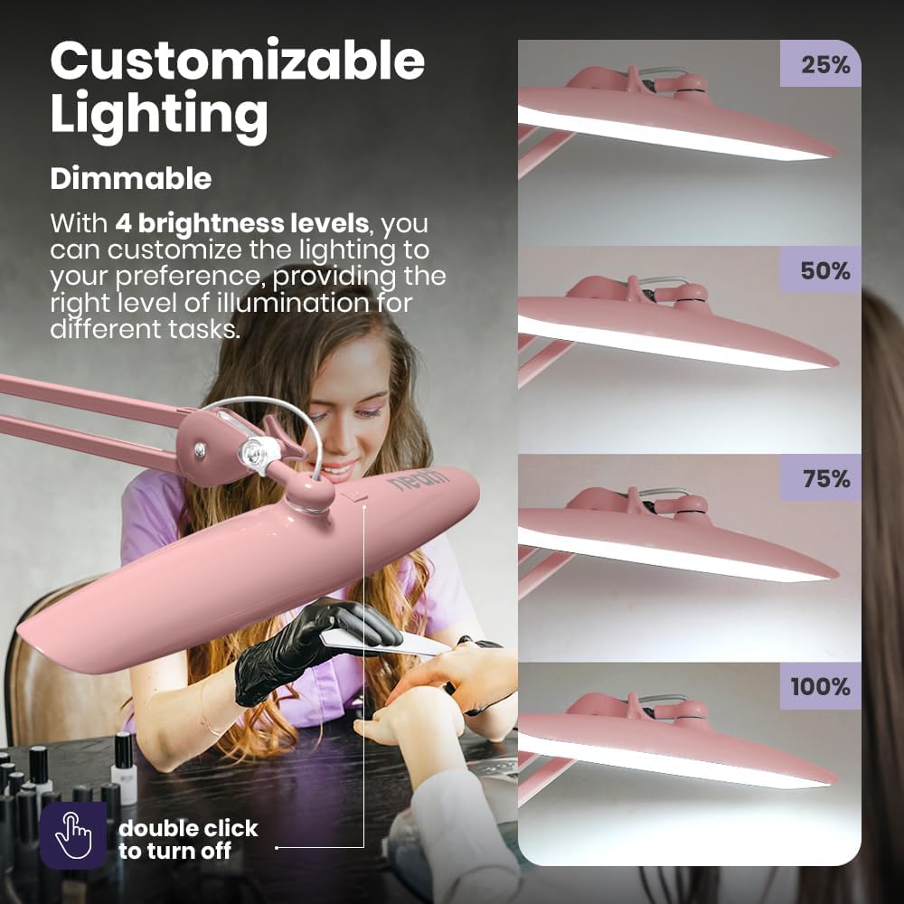 20” Wide Shade XL LED Desk Lamp with Clamp,2200 Lumens, Dimmable – Rose Gold