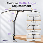 Lampe de travail Elite 2260 lumens avec pince – 22" de large, 3 modes de couleur pour les ongles et l'artisanat, Noir
