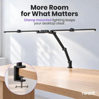 Lampe de travail Elite 2260 lumens avec pince – 22" de large, 3 modes de couleur pour les ongles et l'artisanat, Noir