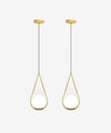Twin Raindrop Pendant Light 8x20 Inches - Gold, Set of 2