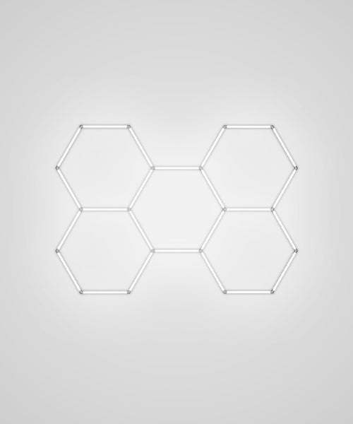 5 Hexagon Garage Lights for Car Detailing, Barber Shop, Beauty Salon & Gyms - Cool White