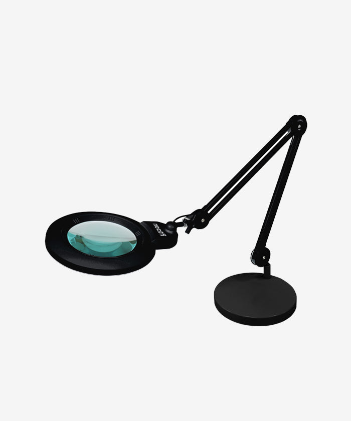7” Wide Acrylic Lens LED Magnifying Lamp with Base – 1600 Lumens, Dimmable for Close Works, Black