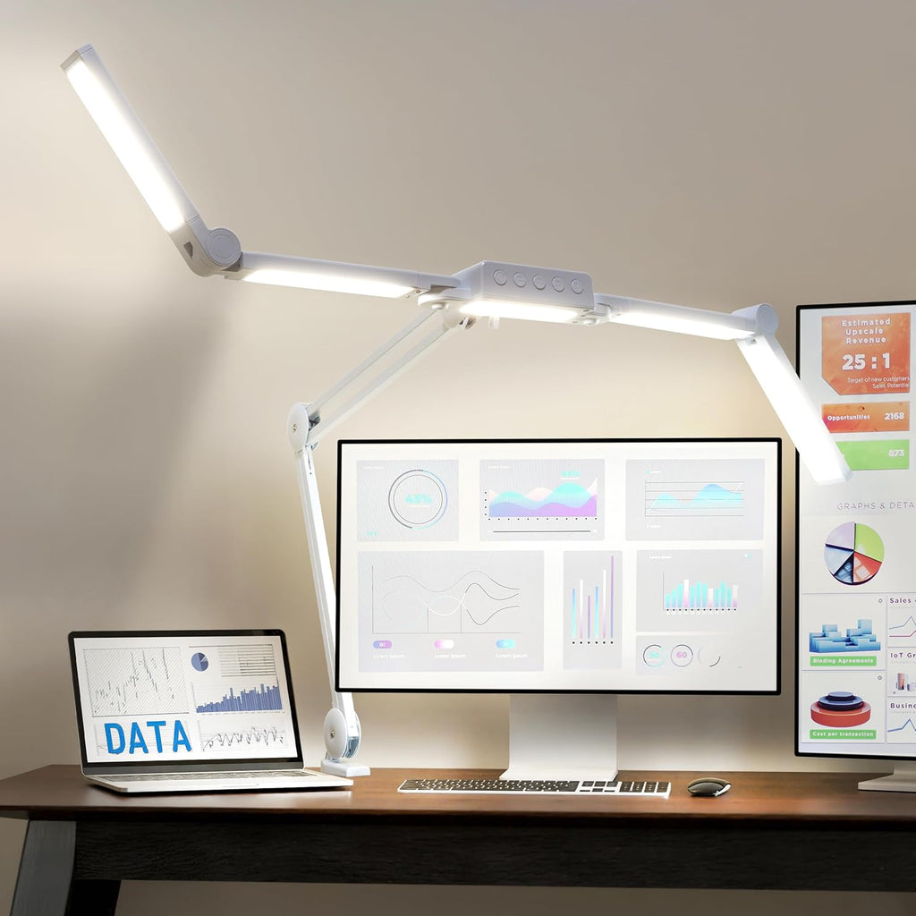 44" Wide Shade LED Desk Lamp with Clamp – 3000 Lumens, 3 Color Modes, CRI 95, Dimmable Task Light