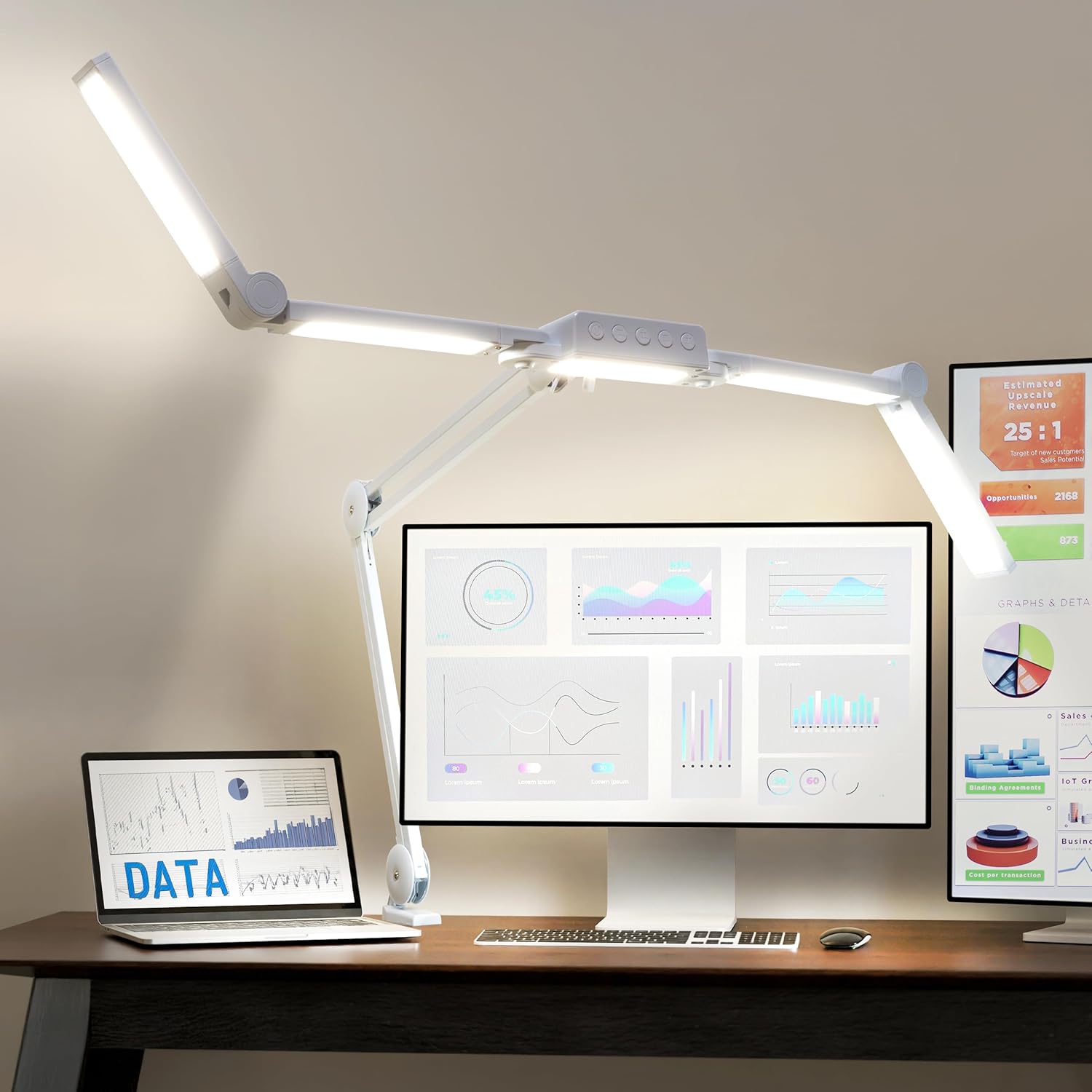 44" Wide Shade LED Desk Lamp with Clamp – 3000 Lumens, 3 Color Modes, CRI 95, Dimmable Task Light