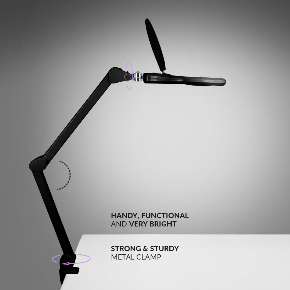 6" Wide Lens Elite HD XL Bifocals Magnifying Lamp  - Black