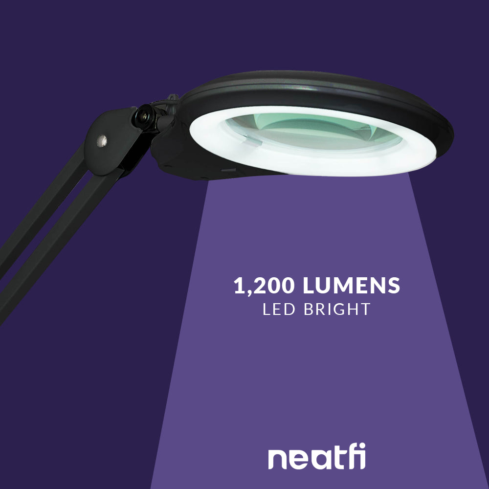 5" Wide Lens 1,200 Lumens Super LED Magnifying Lamp - Black
