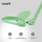 Lente bifocal de 5" de ancho – Lámpara de aumento LED de 1200 lúmenes para manualidades y trabajos de precisión, montaje con abrazadera, verde medianoche