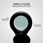 5" Wide Bifocal Lens – 1200 Lumens LED Magnifying Lamp for Crafts & Detail Works, Clamp Mount, Black
