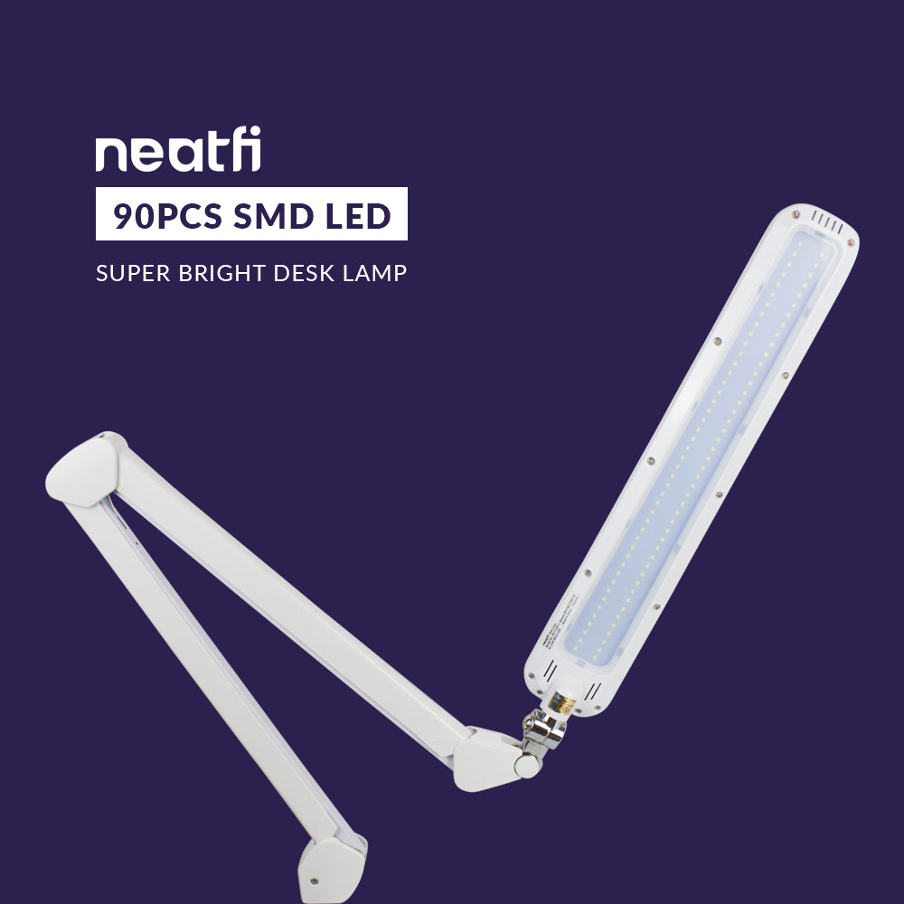 17" Wide Shade Elite Desk Lamp with Clamp – Adjustable & Non-polar Dimming Light, White