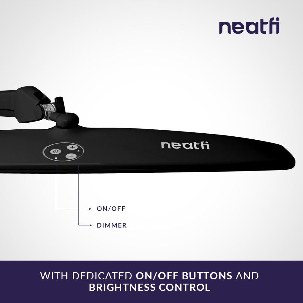 1600 Lumens LED Desk Lamp with Clamp – 22" Wide Shade, Adjustable & Non-Polar Dimming Light, Black