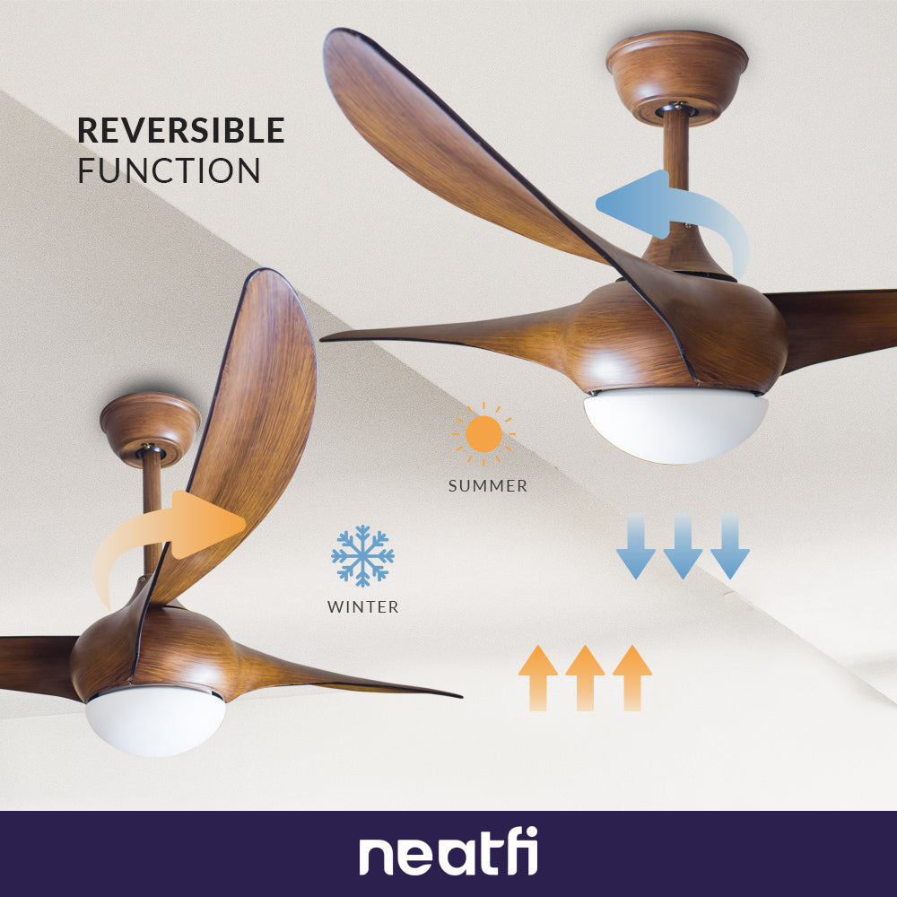 52" DC Motor Reversible Ceiling Fan with LED - Brown
