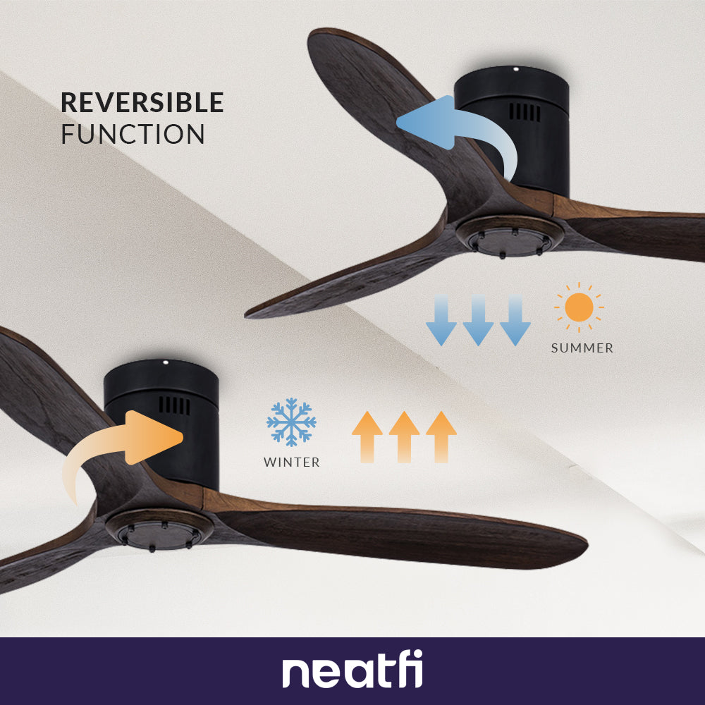 52" Ceiling Fan No Light with Remote – 6 Speed, Quiet DC Motor for Bedroom, Living Room, Brown