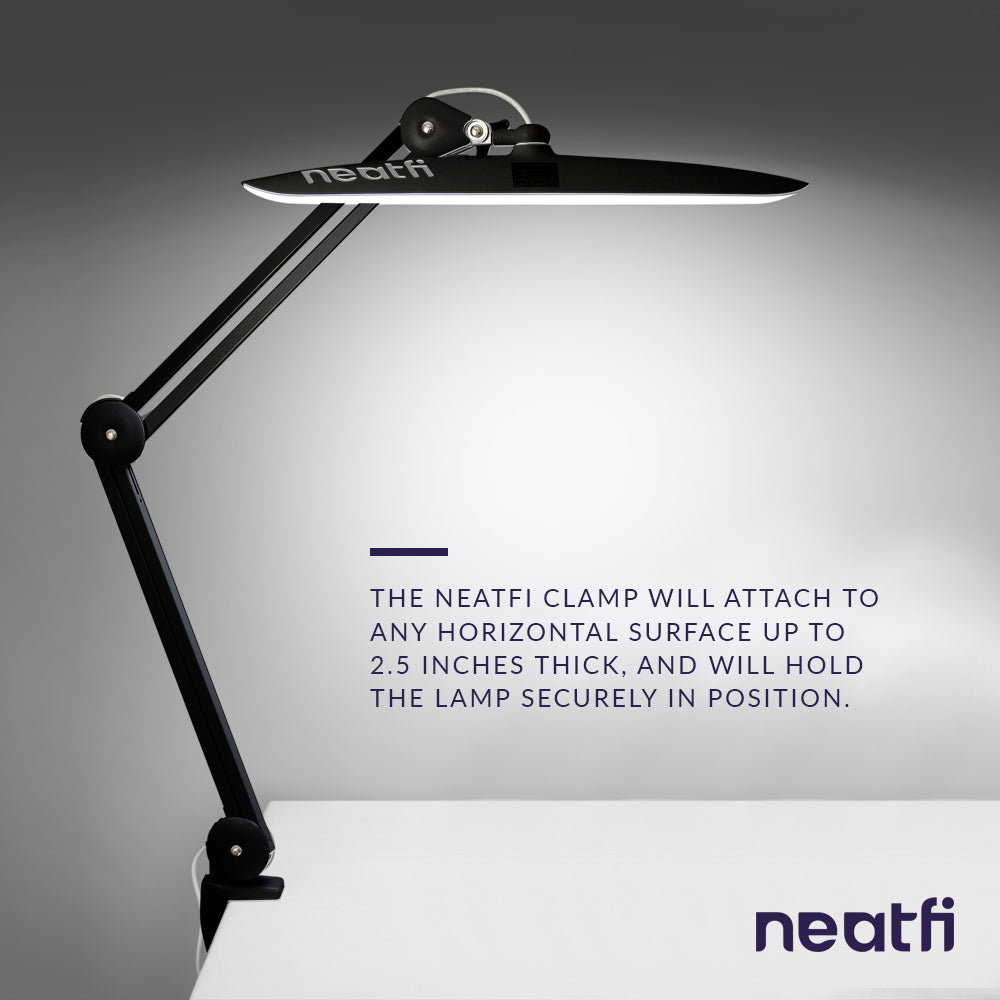 Universal Desk Lamp Clamp Replacement – Non-Slip C-Clamp Mount for LED & Magnifying Lamps, Black