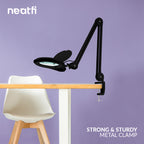 5" Wide Bifocal Lens – 1200 Lumens LED Magnifying Lamp for Crafts & Detail Works, Clamp Mount, Black