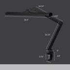3500 Lumens LED Desk Lamp – 26” Ultra-Wide Shade, Non-Flickering Task Light with Clamp, Black