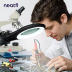 5" Wide 5D Lens – 1200 Lumens LED Magnifying Lamp with Clamp for Crafts & Detail Works, Black