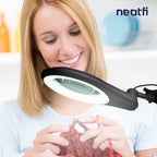 5" Wide Bifocal Lens – 1200 Lumens LED Magnifying Lamp for Crafts & Detail Works, Clamp Mount, Black