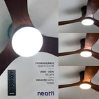 52-inch Ceiling Fan with Lights & Remote – Quiet DC Motor, 3 Light Modes, Flush Mount, Dark Wood