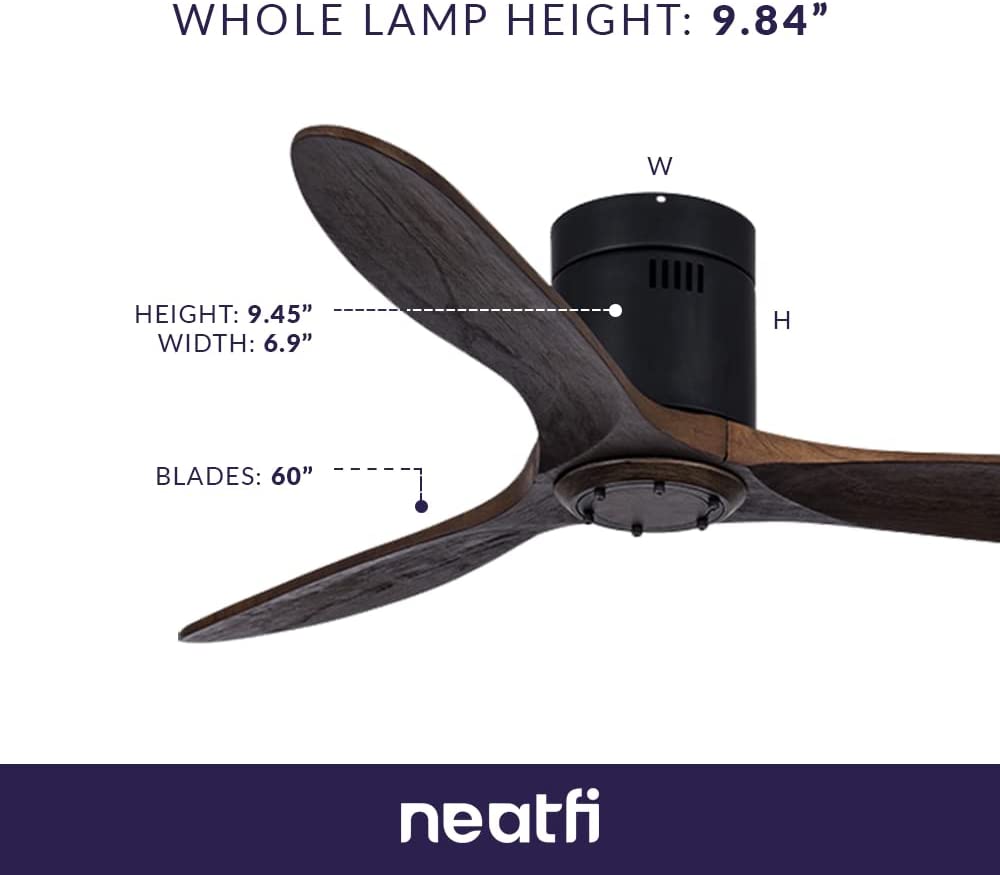 60" Ceiling Fan No Light with Remote – 6 Speed, Quiet DC Motor for Bedroom & Living Room, Brown