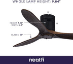60" Ceiling Fan No Light with Remote – 6 Speed, Quiet DC Motor for Bedroom & Living Room, Brown