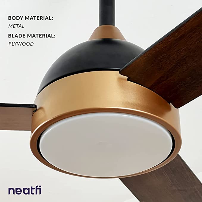 52-inch Nordic Ceiling Fan with LED Light Indoor & Outdoor Fan Down Rod - Black