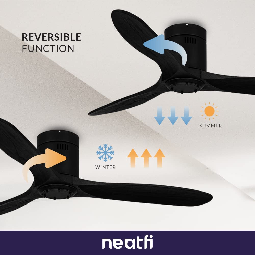 52" Ceiling Fan No Light with Remote – 6 Speed, Quiet DC Motor for Bedroom, Living Room, Black