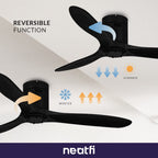 60" Ceiling Fan No Light with Remote – 6 Speed, Quiet DC Motor for Bedroom & Living Room, Black