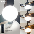 52-inch Nordic Reversible Ceiling Fan with Light - Black