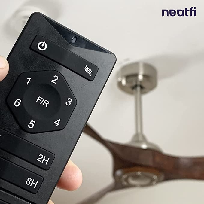 60-inch Reversible Ceiling Fan, 3 Solid Wood Blades, 6-Speed Setting, Downrod, Remote Control- Light Wood