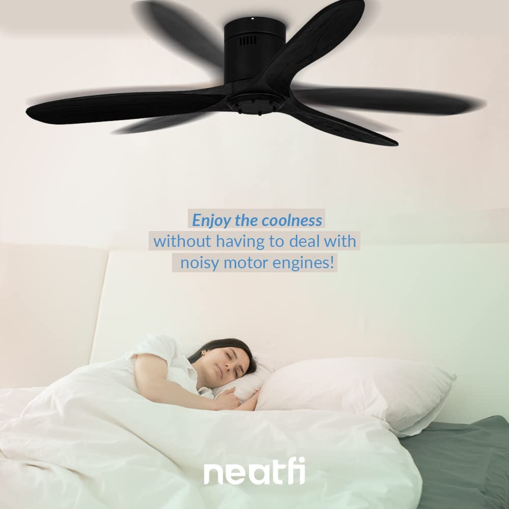 52" Ceiling Fan No Light with Remote – 6 Speed, Quiet DC Motor for Bedroom, Living Room, Black