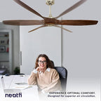 60-inch Reversible Ceiling Fan, 3 Solid Wood Blades, 6-Speed Setting, Downrod, Remote Control- Light Wood