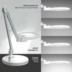 7” Wide Acrylic Lens LED Magnifying Lamp with Base – 1600 Lumens, Dimmable for Close Works, White