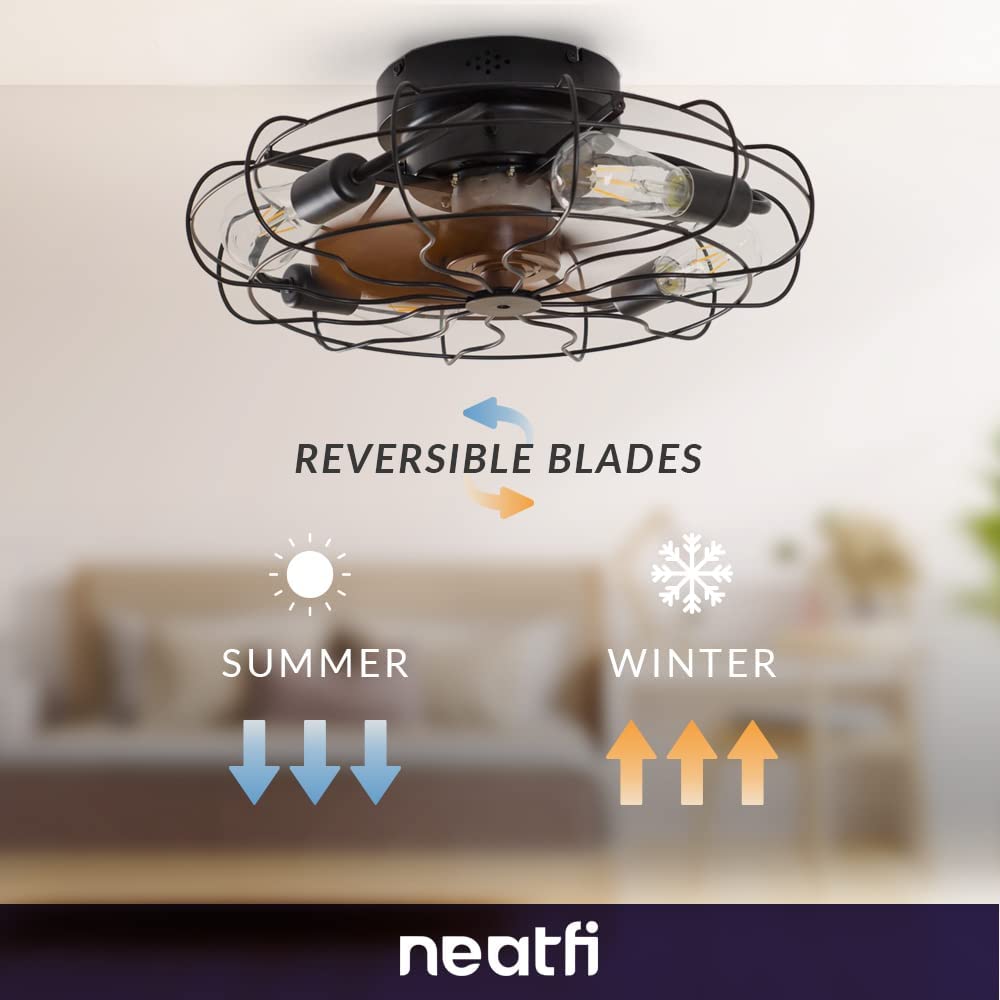 50 CM Farmhouse Ceiling Fan with LED Light (Black) – Neatfi