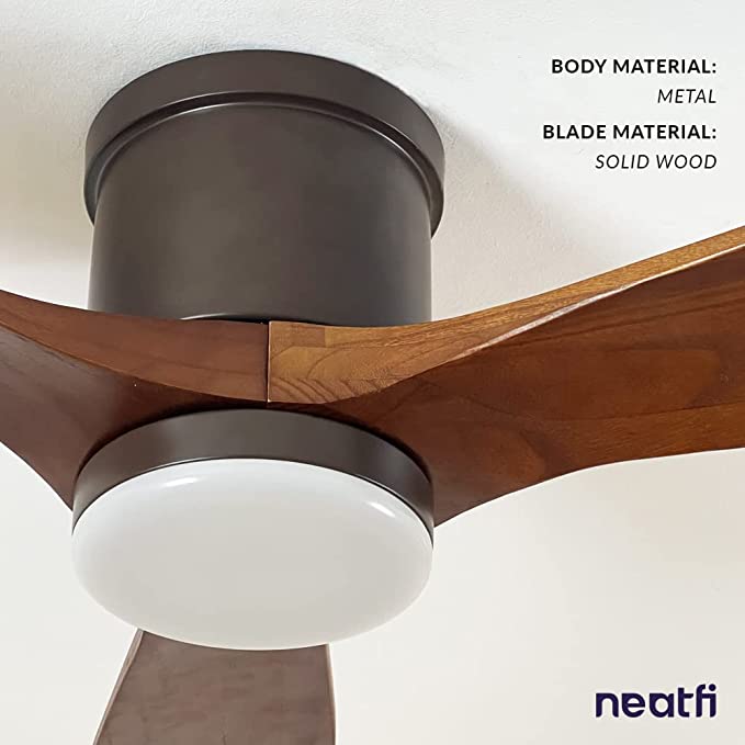 52-inch Nordic Reversible Ceiling Fan with LED Light - Dark Wood